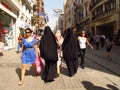 Istanbul Istikal Caddesi women in burkas Royalty Free Stock Photo