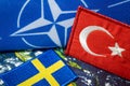 Istanbul January 23, 2023, Turkey does not agree to Sweden accession to NATO, Conflict over Kurds living in Sweden, Flags of Royalty Free Stock Photo