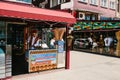 Istanbul, June 15, 2017: Authentic scene. A street ice cream seller in national clothes. Street Cafe. Royalty Free Stock Photo