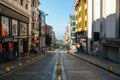 Istanbul, June 11, 2017: Pespective view down the road on passage street with no traffic in Aksaray, Fatih.