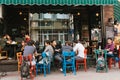 Istanbul, June 14, 2017: A popular street cafe in the Asian part of Istanbul in the Kadikoy district. Turkey. Lifestyle