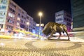 ISTANBUL,KADIKOY: Bull statue at the Kadikoy square. Royalty Free Stock Photo