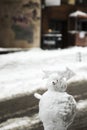 Istanbul Kadikoy street mini snowman with blur street background