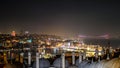 Istanbul landscape panoramic view at night, mosque domes and minarets bosphorus Royalty Free Stock Photo