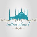 istanbul sultan ahmed mosque logo, icon and symbol vector illustration