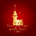 istanbul maiden tower logo, icon and symbol vector illustration Royalty Free Stock Photo