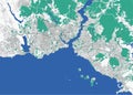 Istanbul map. Detailed map of Istanbul city administrative area. Cityscape panorama illustration. Road map with highways, streets