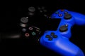 ISTANBUL- MARCH 29, 2020: Video game gaming controller night with lights dark background top view