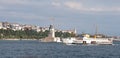 Istanbul Marmara Sea nostalgic cruise ship passing in front of Maiden's Tower
