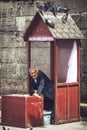 ISTANBUL - MAY 20: An street dove food seller on May 20, 2015 in