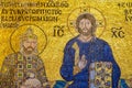 Wall mosaic image of Jesus Christ inside old Hagia Sophia mosque, Istanbul, Turkey Royalty Free Stock Photo