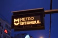 Istanbul metro sign by night, closeup Royalty Free Stock Photo
