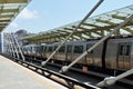 Istanbul metro station. The subway train arrived at the station.