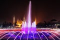 Istanbul by night with colorful fountain