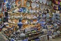 ISTANBUL - NOVEMBER 3: Traditional Turkish ceramics on Grand Bazaar on November 3, 2014 in Istanbul. Royalty Free Stock Photo