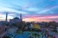 Istanbul Old City Morning View with street cafe and famous Sophia Cathedral Royalty Free Stock Photo