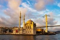 Istanbul Ortakoy Mosque and Bosphorus Bridge Royalty Free Stock Photo