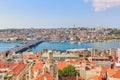 Istanbul panorama from Galata tower during summer sunny day. Istanbul, Turkey.