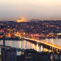 Istanbul panoramic view at night. Royalty Free Stock Photo