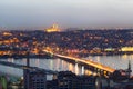 Istanbul panoramic view at night. Royalty Free Stock Photo