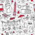 Vector seamless pattern Symbols of Antalya, Turkey.