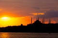 Istanbul photo. Silhouette of Sultanahmet or Sultan Ahmed or Blue Mosque