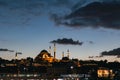 Istanbul at Ramadan. Suleymaniye Mosque and cloudy sky at dusk in Istanbul Royalty Free Stock Photo
