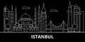 Istanbul silhouette skyline. Turkey - Istanbul vector city, turkish linear architecture, buildings. Istanbul travel Royalty Free Stock Photo