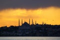 Istanbul Silhouette At Sunset Royalty Free Stock Photo