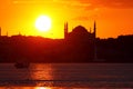 Istanbul Silhouette At Sunset Royalty Free Stock Photo