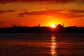 Istanbul Silhouette At Sunset Royalty Free Stock Photo