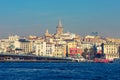 Istanbul skyline with Galata tower at sunny november day, Turkey