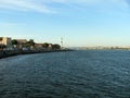 Istanbul skyline with lighthouse.