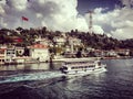 Istanbul strait bosphorus tour ships boats turkey Royalty Free Stock Photo