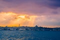 Istanbul at sunset, Turkey. A boat trip on the Bosphorus at sunset. Concept of nice traveling and vacation in Istanbul