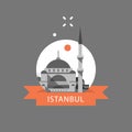 Istanbul symbol, Sultan Ahmed Mosque or Blue Mosque, famous landmark, Turkey travel destination, culture and architecture