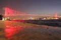 Istanbul Bosphorus Bridge (15 July Martyrs' Bridge) long exposure night Royalty Free Stock Photo