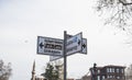 Istanbul traffic signs to the city districts. Royalty Free Stock Photo