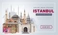 Istanbul travel banner design template. Turkey vacation and Travel concept. Istanbul travel destinations. Vector travel