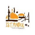 Istanbul travel logo template hand drawn vector Illustration