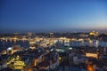 Aerial panoramic view of Galata bridge, Golden horn and historical part of Istanbul Royalty Free Stock Photo