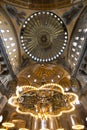 Istanbul. Amazing interior architecture, details, decorations of Hagia Sophia with a wide angle lens. Built by the