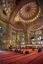 Istanbul, Turkey - 1 April, 2017: Interior of blue Mosque also called Sultan Ahmed Mosque or Sultan Ahmet Mosque in Royalty Free Stock Photo