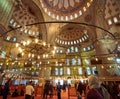 Istanbul, Turkey - 1 April, 2017: Interior of blue Mosque also called Sultan Ahmed Mosque or Sultan Ahmet Mosque in Royalty Free Stock Photo