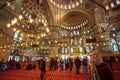 Istanbul, Turkey - 1 April, 2017: Interior of blue Mosque also called Sultan Ahmed Mosque or Sultan Ahmet Mosque in Royalty Free Stock Photo