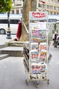 Newspapers on the stand. Financial, medical, political, economic news in Turkey. Royalty Free Stock Photo