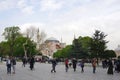 Tourist walking around the landmark of Istanbul beautiful Hagia Sophia