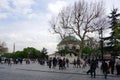 Tourist walking around the landmark of Istanbul beautiful Hagia Sophia