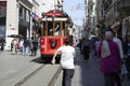 Istanbul, Turkey - April 12, 2024: Tram on Istiklal street Royalty Free Stock Photo