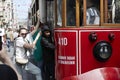 Istanbul, Turkey - April 12, 2024: Tram on Istiklal street Royalty Free Stock Photo